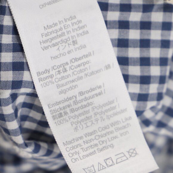 MADEWELL Embroidered Gingham Faux-Wrap Tie-Waist Midi Dress Navy Size S - Picture 8 of 9